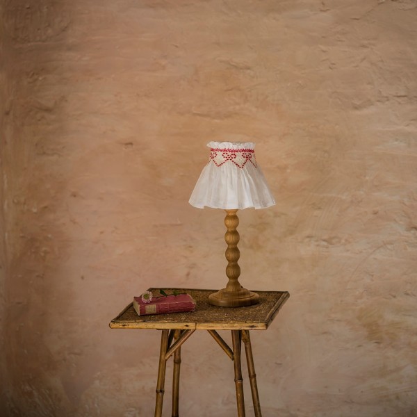 Edit58 x Smock London Elsie Lampshade Skirt Cross Hatch Cotton with Crimson Ribbon Hand Smocking Edit58 x Smock London Elsie Lampshade Skirt Cross Hatch Cotton with Crimson Ribbon Hand Smocking