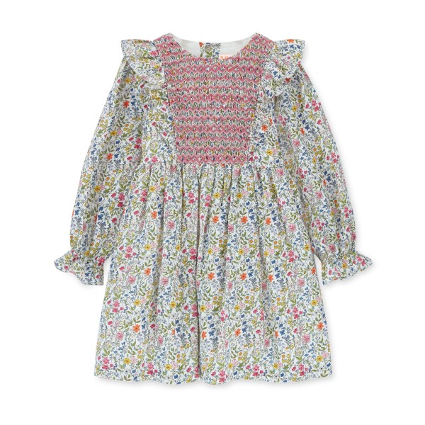 Anna Pavlova Dress Secret Garden Linen with Sweet William Hand Smocking Anna Pavlova Dress Secret Garden Linen with Sweet William Hand Smocking