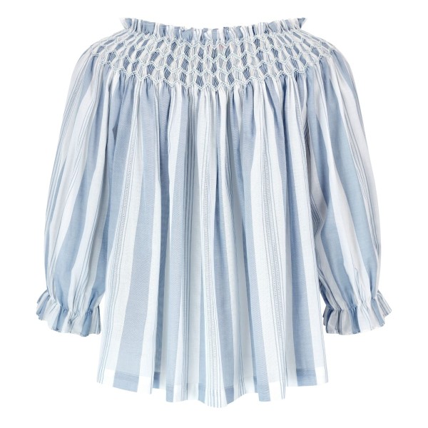 Cleopatra Blouse Maine Stripe with Seaside Hand Smocking Edition 39