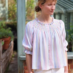 Cleopatra Blouse Pastel Rainbow with Lucky Charm Hand Smocking Edition 41