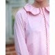 De Beauvoir Blouse Dolls House Stripe with Kiss Kiss Embroidery De Beauvoir Blouse Dolls House Stripe with Kiss Kiss Embroidery
