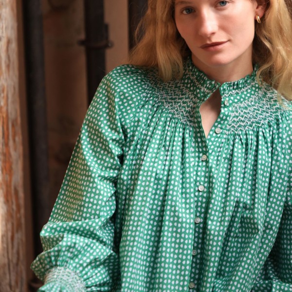 Scholl Blouse Golf Hole Green with Chalk Hand Smocking Edition 72